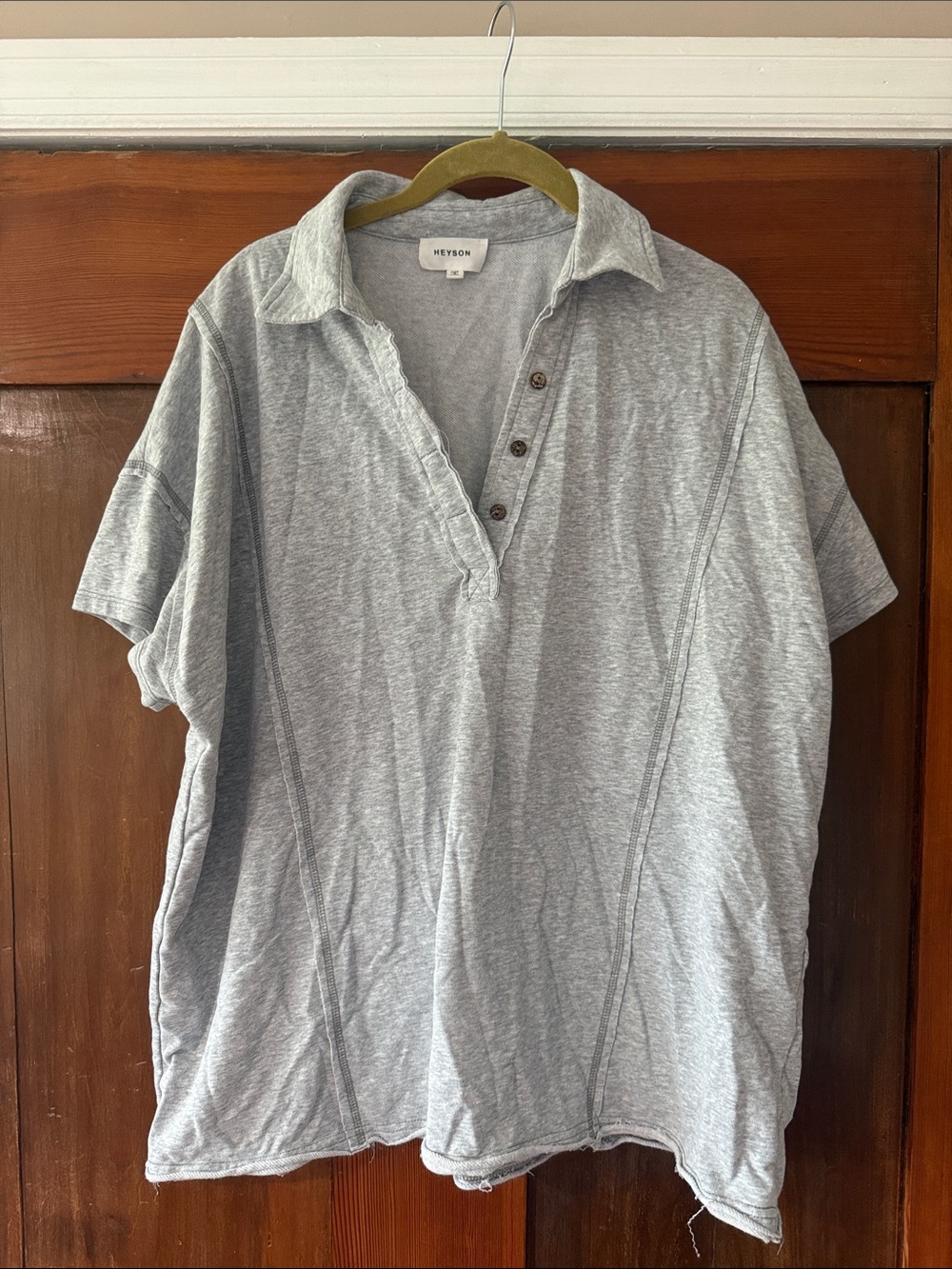 Heyson Women's Short-Sleeve Henley Polo - Light Gray